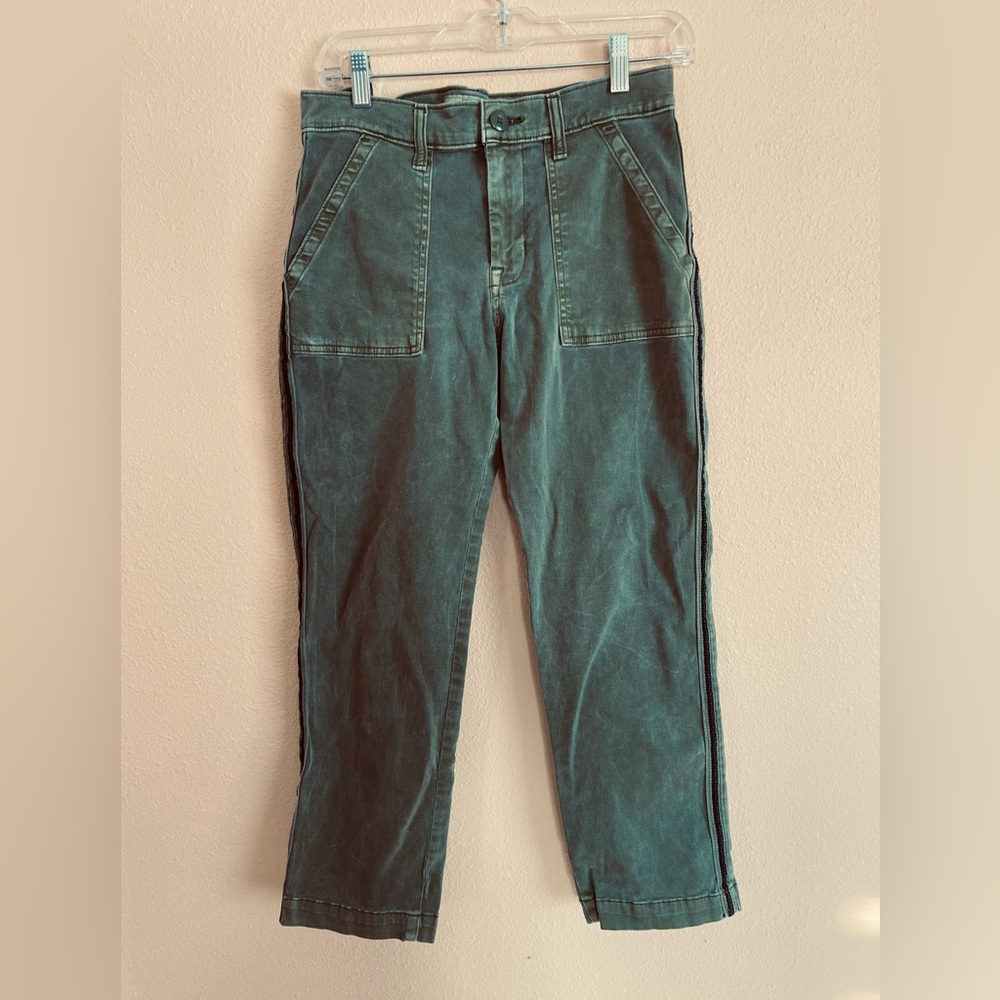 Women’s Lucky Brand Olive Green Pants, Black Stitching Detail, Stretch Size 4/27